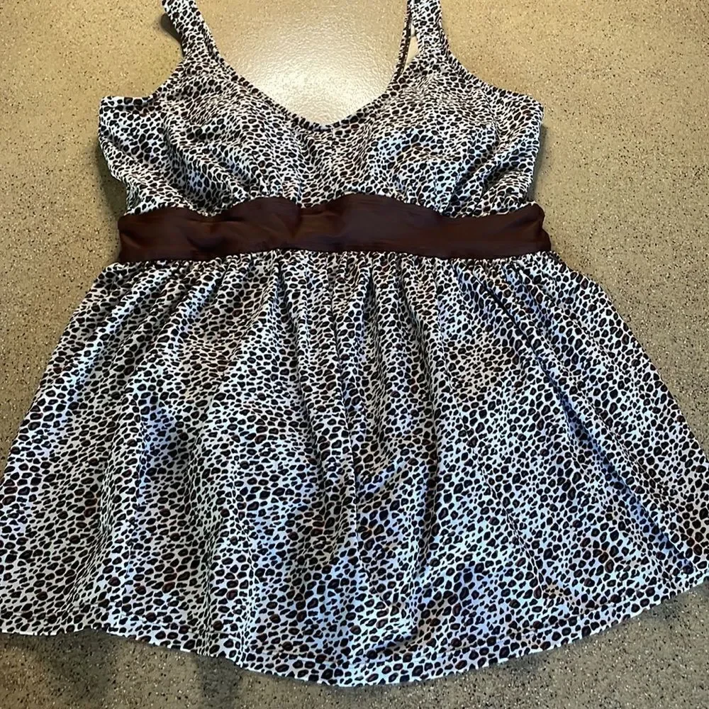 Leopard print one piece swimsuit swim dress size 18W